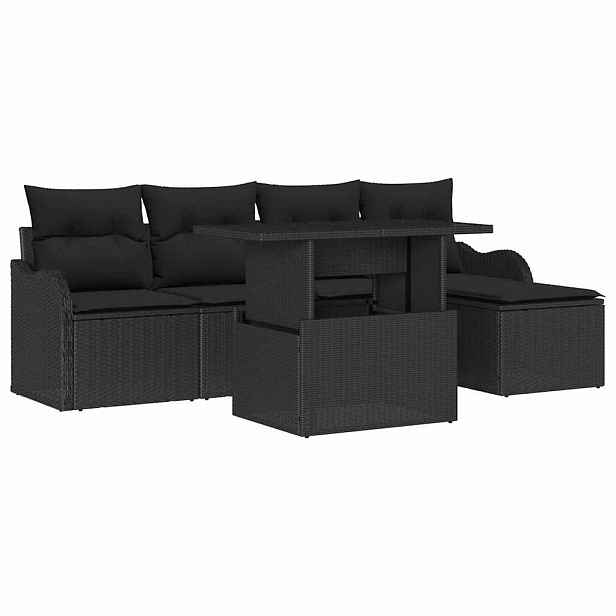 vidaXL Sada zahradních pohovek 6 ks Černá [Syntetický]: Polyratan