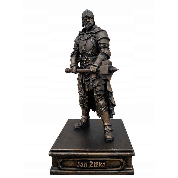 Jan Žižka – bronzová soška z polystonu 24 cm, historická figurka