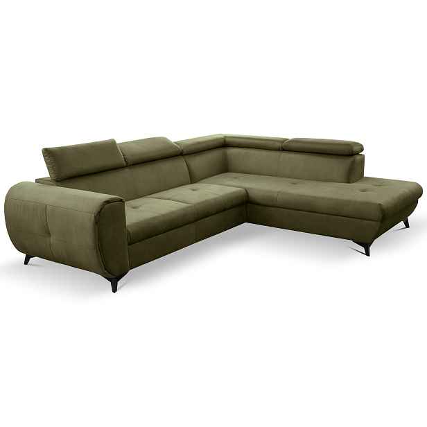 Laski Rozkládací rohová sedací souprava Mona Pik 260 cm Letto 38 khaki pravá