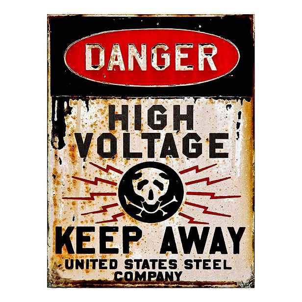 Nástěnná kovová cedule Danger - 25*1*33 cm Clayre & Eef