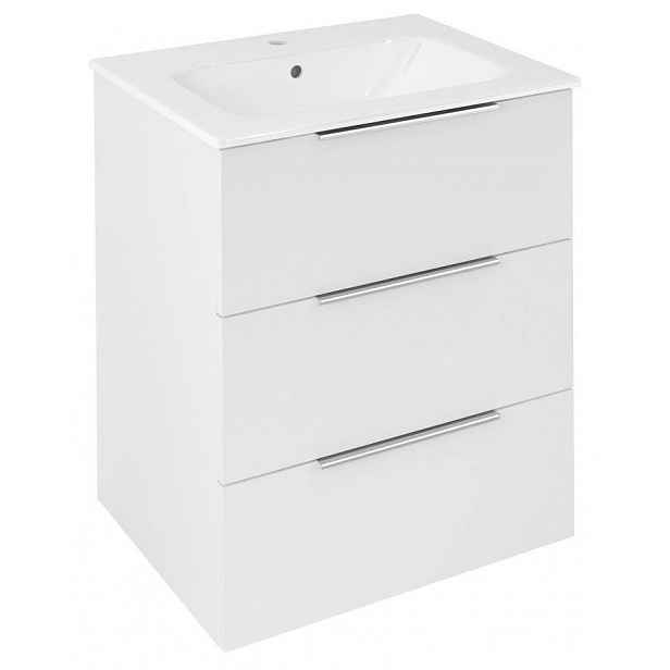 SAPHO - CIRASA umyvadlová skříňka 59,2x75x46cm, 3x zásuvka, bílá lesk CR631-3030