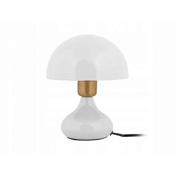 Stolní Lampička Kovová Bílá Houba Ø 17,5 cm Noční Lampa Lesklá