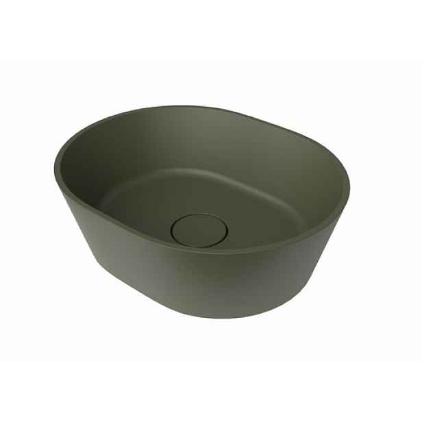 Umyvadlo na desku SAT Aula 47x38 cm zelená mat bez otvoru pro baterii, bez přepadu SATAU4738G