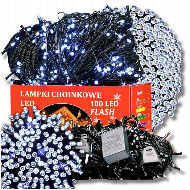 Vánoční Osvětlení Na Stromeček 100 Led Studená Bílá Pevná Flash Bílý Záblesk Na Vánoce