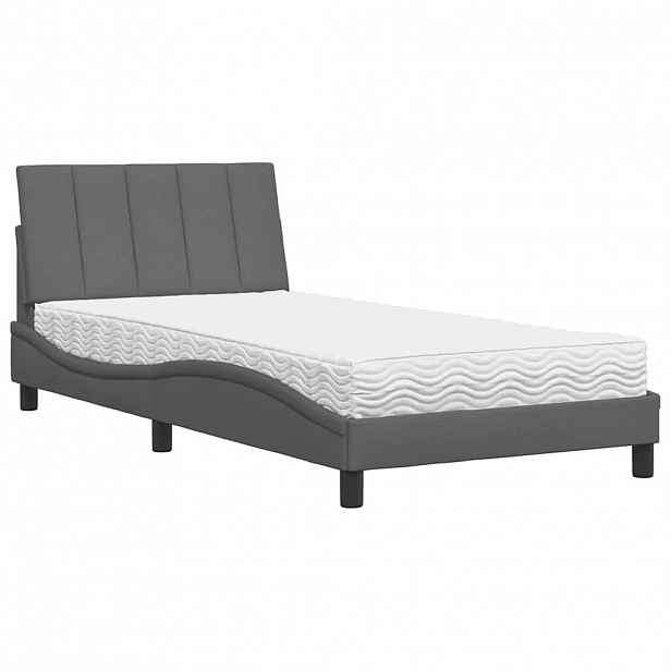 vidaXL Postel s matrací Hanko tmavě šedá 100 x 200 cm textil