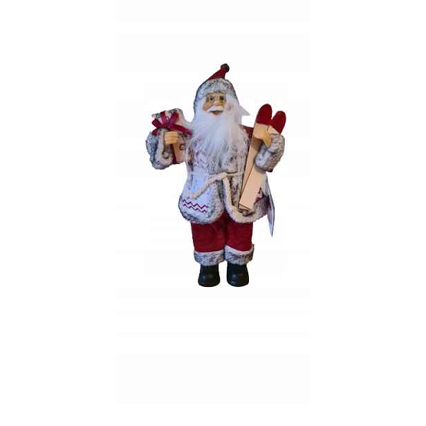 Figurka Mikuláše s lyžemi a vánočním dárkem 30 cm