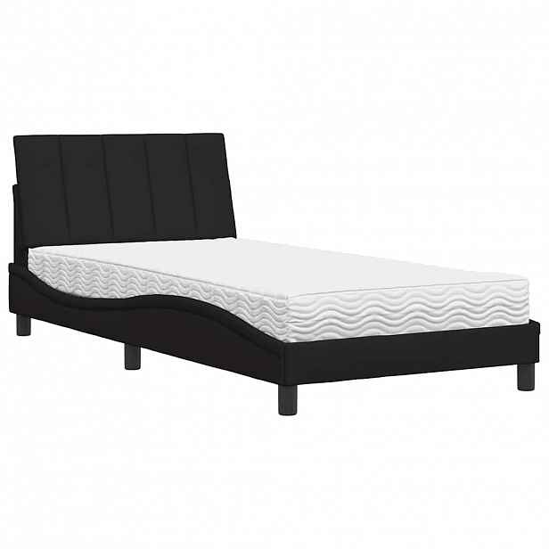 vidaXL Postel s matrací Hanko černá 100 x 200 cm textil