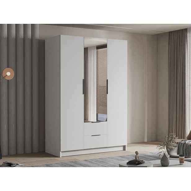Vysoká šatní skříň 150 cm se zrcadlem MARILA - bílá / černá
