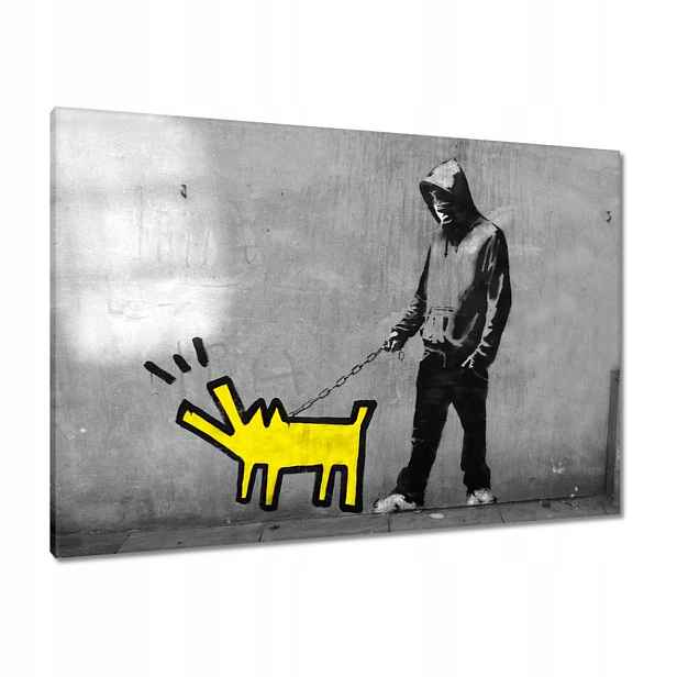 Obrazy 100x70 Banksy žlutý pejsek
