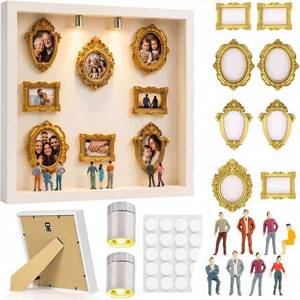 Rámeček na fotografie s Led světly Mini Multi Foto Galerie Koláž Diy Bílá