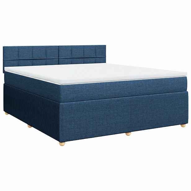 vidaXL Box spring postel s matrací modrá 180x200 cm textil