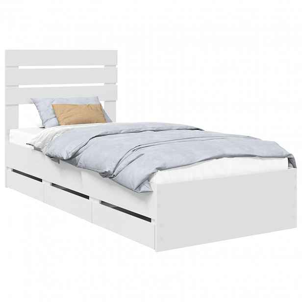 vidaXL Rám postele se zásuvkou Bílá 75 x 190 cm Inženýrské dřevo