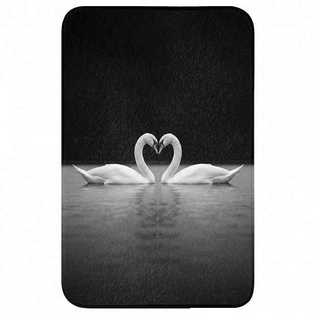 OnlyWow WC PŘEDLOŽKA Labutě - srdce - černá - bílá 50x80 cm