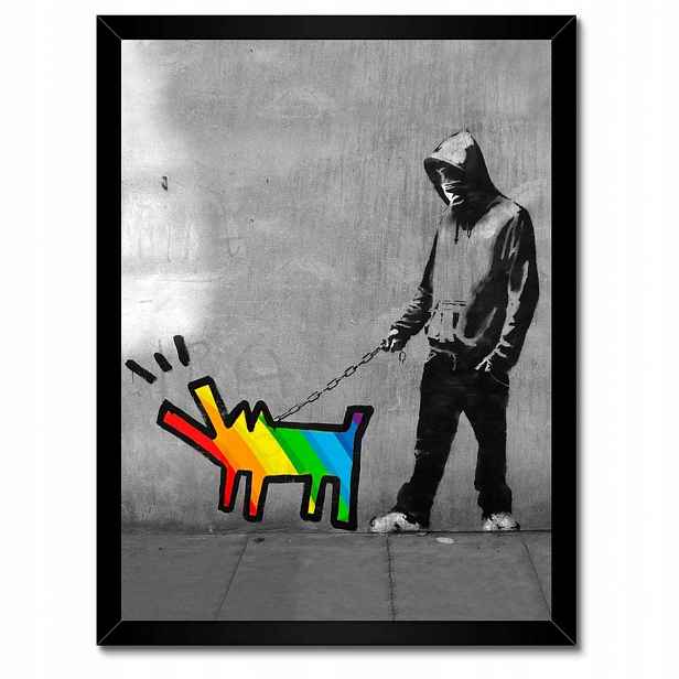 Plakáty v rámu 30x40 Banksy Duhový pejsek