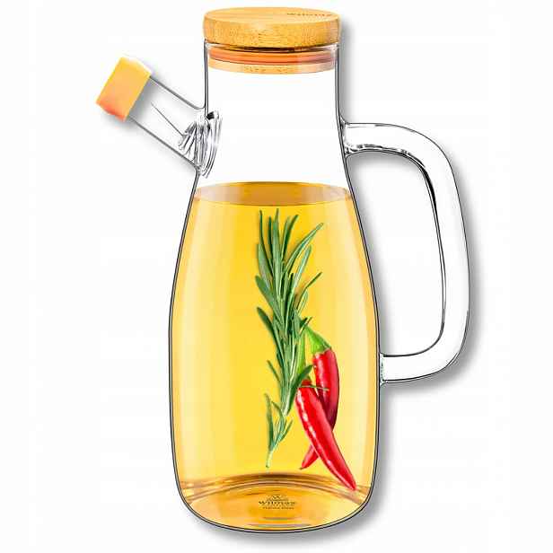 Skleněná láhev na olej s bambusovým víčkem Wilmax 1000 ml