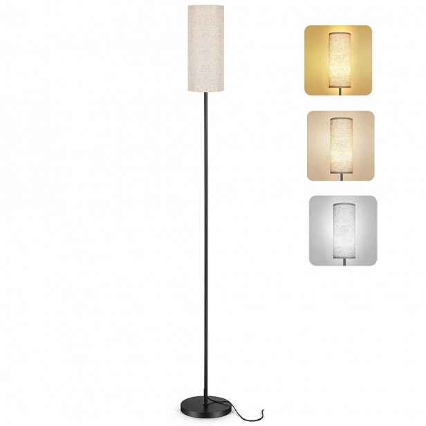 Stojací podlahová lampa 175 cm pro čtení E27 Noční Lampa Lněná Stínidlo