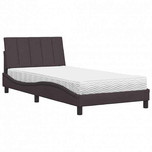 vidaXL Postel s matrací Hanko tmavě hnědá 100 x 200 cm textil