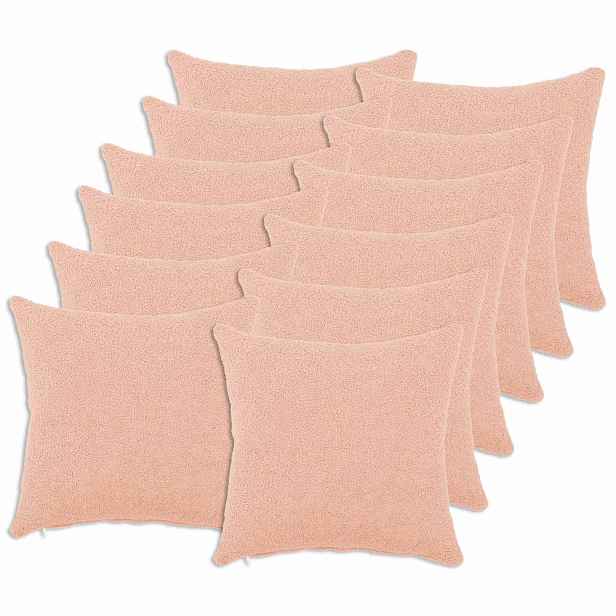 vidaXL Povlak na polštář 12 pcs HEERLEN Růžová 50 x 50 cm Bouclé
