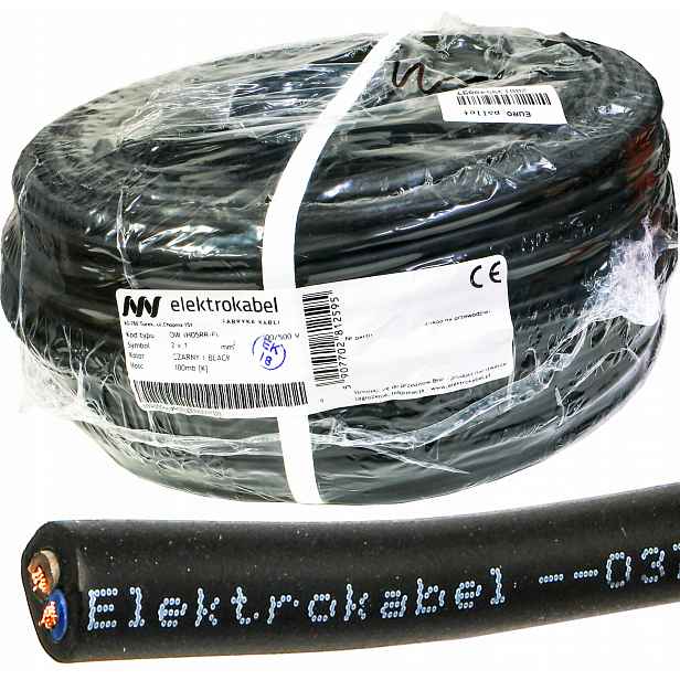 Kabel dílenský gumový Ow 2x1 Cu měděný 100 m