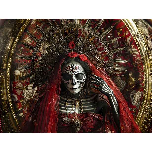 Plakát Portrét Santa Muerte Mexiko Lebka Královna 100x75