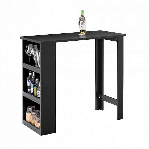 SoBuy BAROVÝ STŮL se 2 policemi Černá 112x57x106cm Industriální