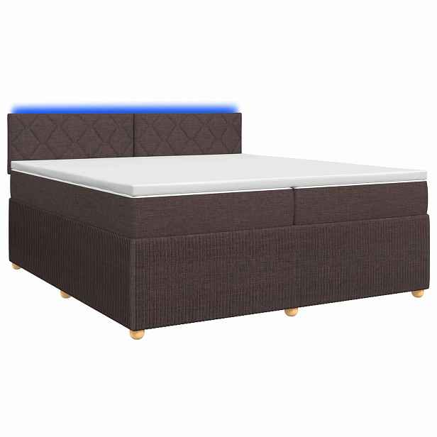 vidaXL Postel boxspring s matrací Tmavě hnědá 200 x 200 cm Textil