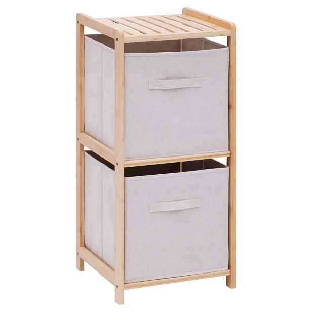 Bambusový regál Tidy se dvěma látkovými boxy, 34,7 x 33 x 77,5 cm