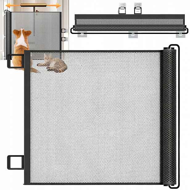 Brána Pro Psa Posuvná Bezpečnostní Zábrana Síťovaná 130X78 cm