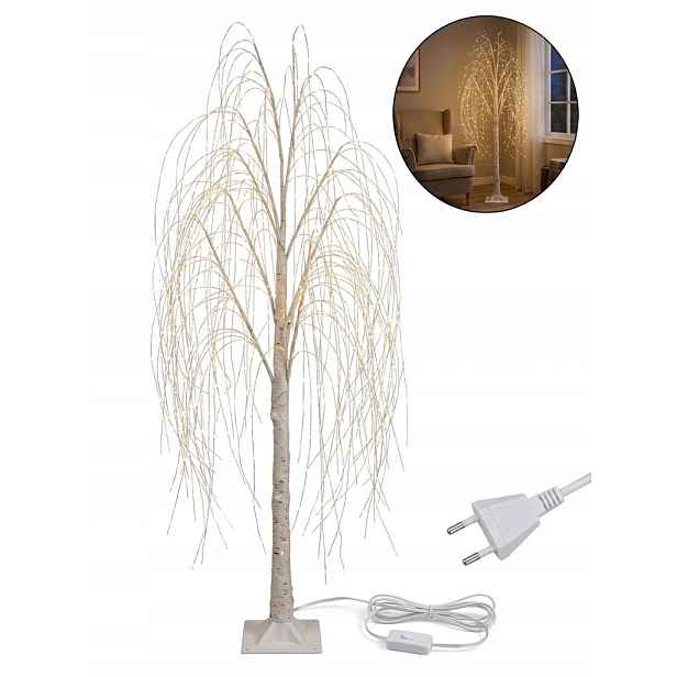 Bříza Svítící Led 180 CM Vánoční Stromek Teplá Bílá 8 Režimů Světla