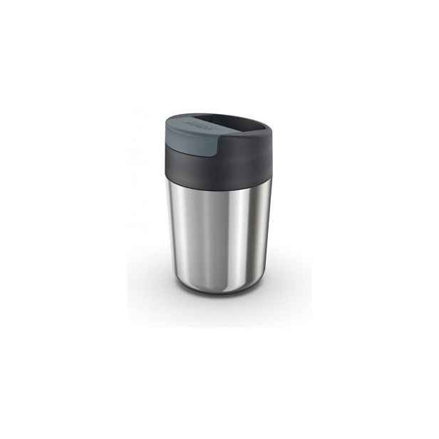Cestovní hrnek v tmavě modro-leskle stříbrné barvě  340 ml Sipp – Joseph Joseph