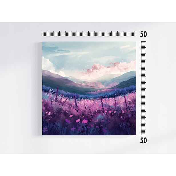 Obraz Na Plátně Canvas Krajina Úsvit Hory Louka Květy Mlha 50x50