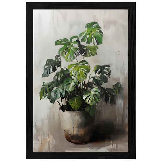 Plakát Rámeček Dřevo Příroda Dekorace Zeleň Monstera Filodendron 40x60