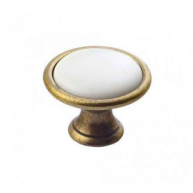 SAPHO - CROSS kovová úchytka, průměr 30, bronz/bílá 12937