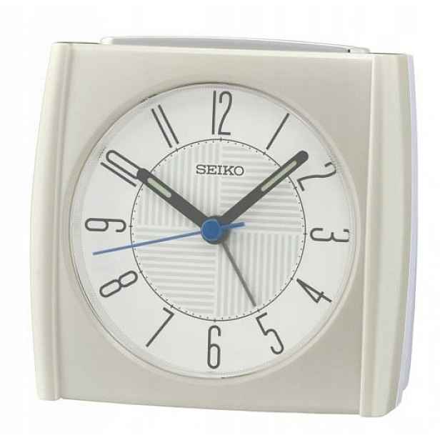 Středně Bílý Čtvercový Budík Seiko QHE205W Alarm Tichý Mechanismus 9 cm