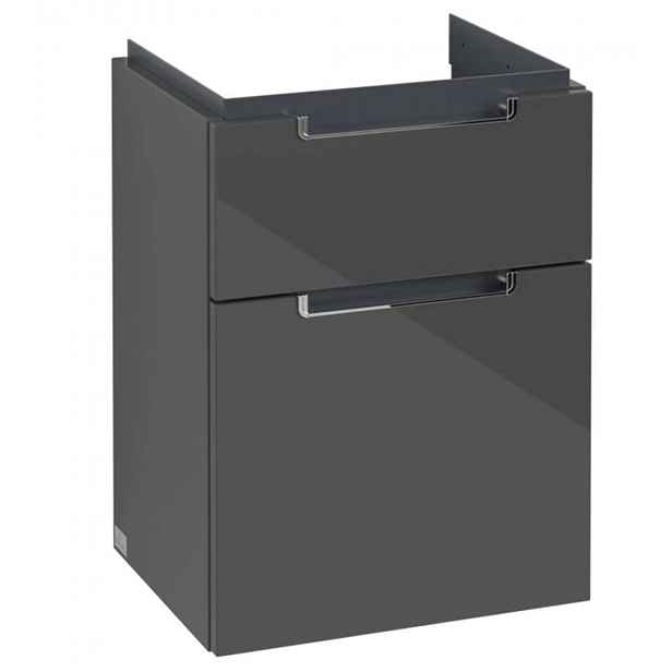 Villeroy & Boch Subway 2.0 - Umyvadlová skříňka, 59x44x35 cm, 2 zásuvky, lesklá šedá A90610FP