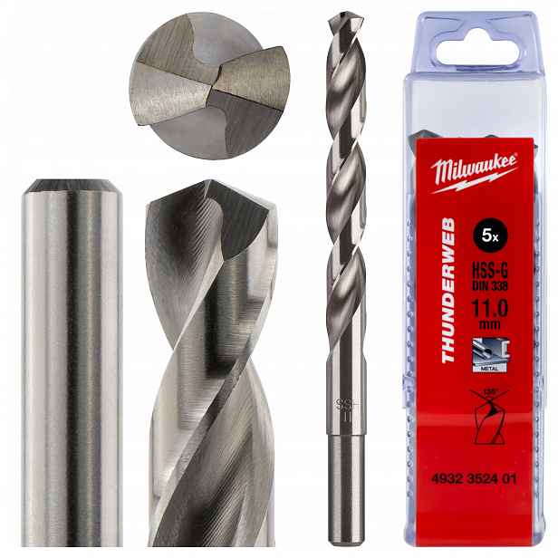 Vrtáky do kovu Milwaukee 11 mm 5 ks Hss-g Thunderweb