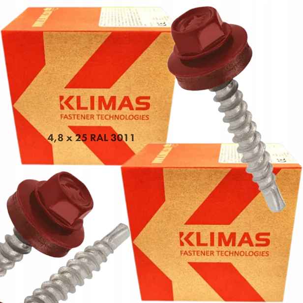 2x Samovrtné vruty farmáři dřevo 4,8x25 podložka Epdm Ral 3011 250 Ks