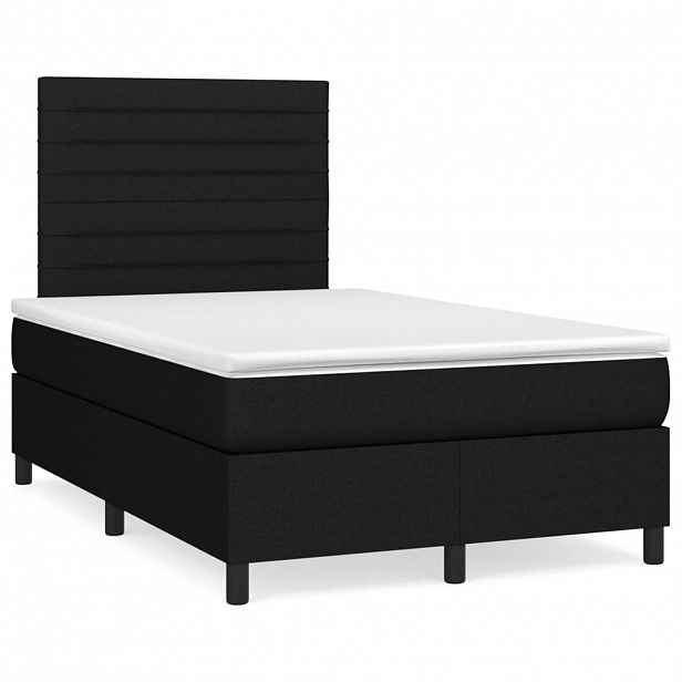 vidaXL Box spring postel s matrací černá 120x200 cm textil