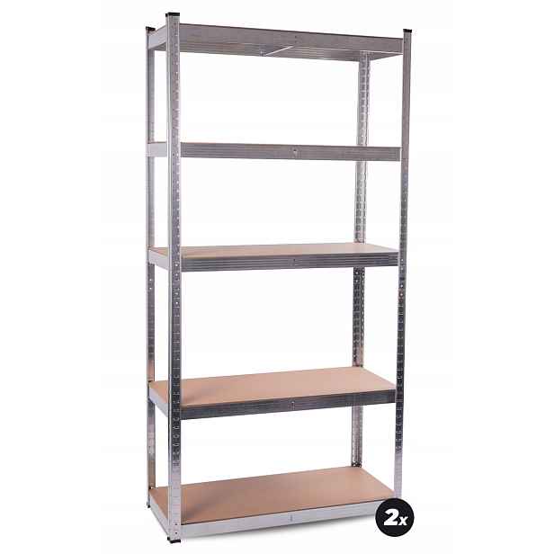 Aga 2x Kovový regál 180x90x40 cm 5 polic