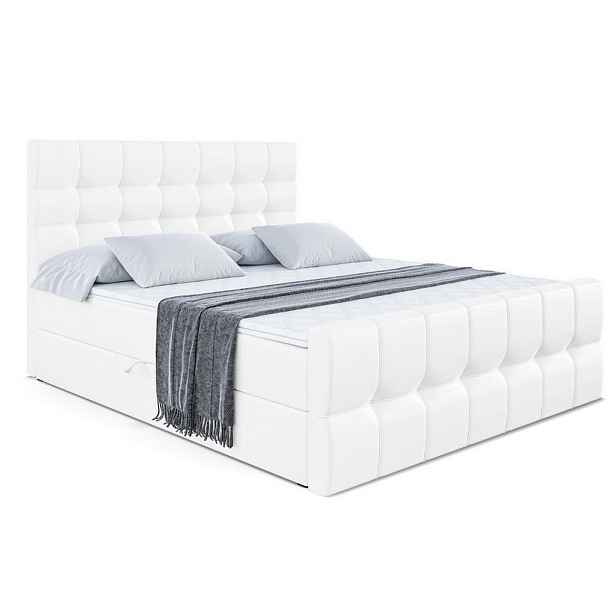 ALTDECOR KONTINENTÁLNÍ POSTEL s matrací H3 - BERO-Z - 200x200 cm Bílá