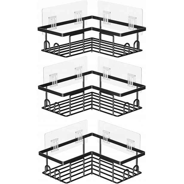 Nástěnný Rohový Sprchový Regál 3KS Bez Vrtání Nerezová Ocel Organizér