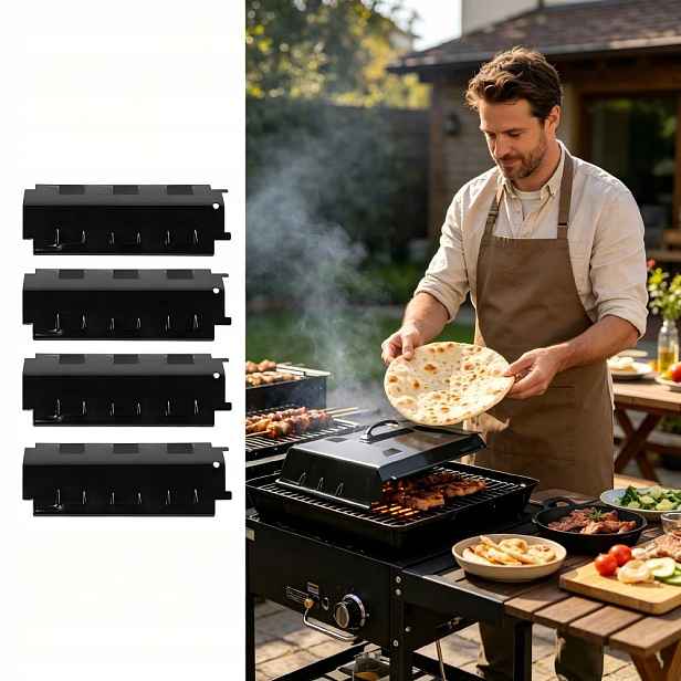 4x Kryt Plynového Grilovacího Hořáku Nerezový Aromatizer Set 371X108 MM
