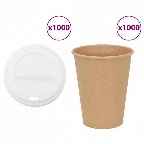 vidaXL Papírové kelímky na kávu s víčky 1000 pcs 12oz 300ml