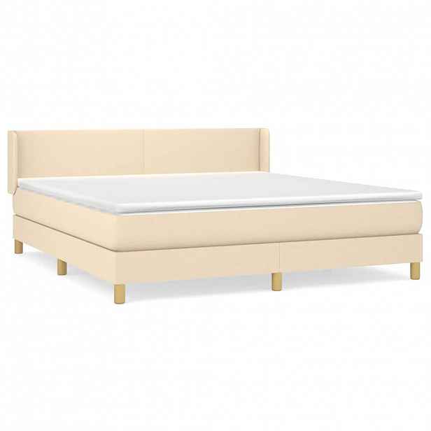 vidaXL Box spring postel s matrací krémová 180x200 cm textil