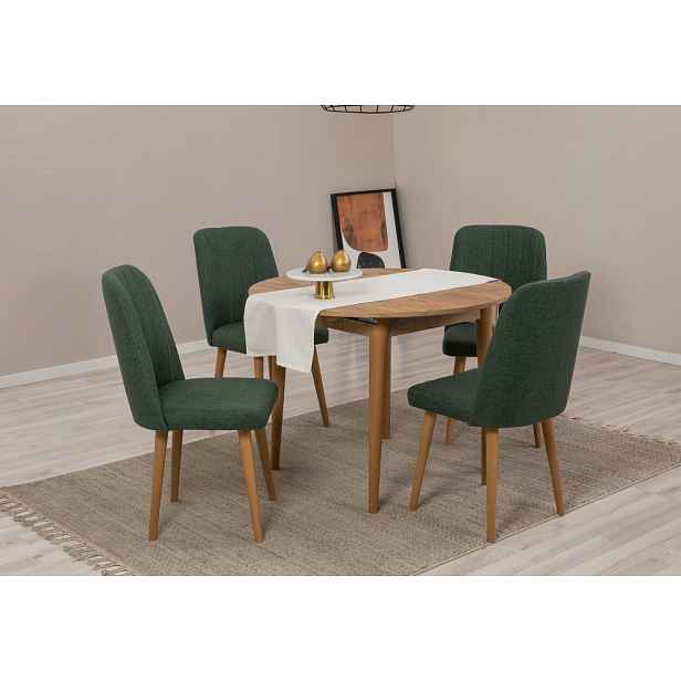 Jídelní set s rozkládacím stolem a židlemi (5 kusů) Vina 1070 - Atlantic Pine, Green