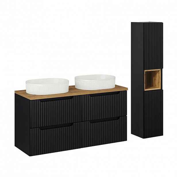 Petits-meubles KOUPELNOVÝ NÁBYTEK 120.4cm Riva 2er-Set Černá a dřevěná