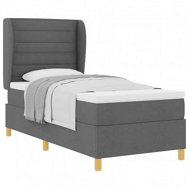 vidaXL Postel s pružinami a matrací tmavě šedá 90x190 cm Tmavě šedá