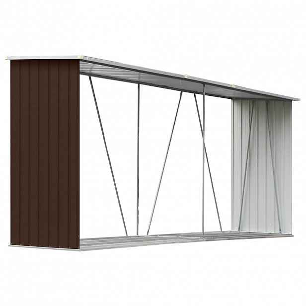 vidaXL Zahradní kůlna na dříví pozinkovaná ocel 330x84x152 cm hnědá