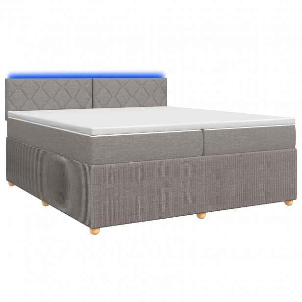 vidaXL Postel boxspring s matrací s čelo Taupe 200 x 200 cm Textil