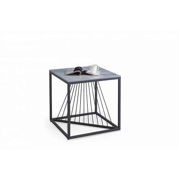 Konferenční stolek INFINITY 55x55 cm sklo / stříbrná Halmar